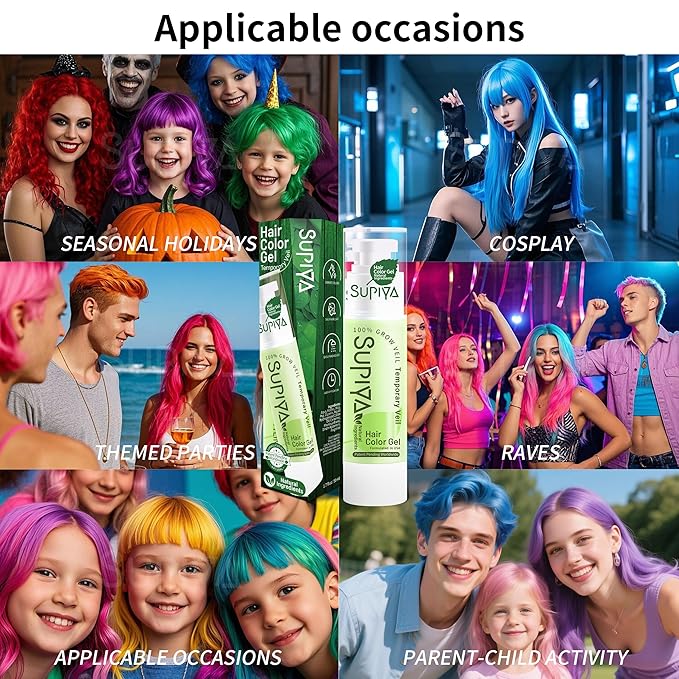 Temporary Hair Styling Color Serum, Green Blue Purple Red Hair Dye Color Gel Washable Natural Instant Hair Color Wax for DIY Hairstyle for Kids Men Women(White#89)