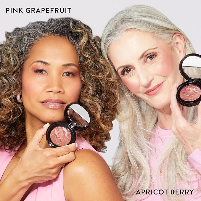 LAURA GELLER NEW YORK Baked Blush-n-Brighten Marbleized Blush + Angled Brush (06 Pink Grapefruit, 47mm)