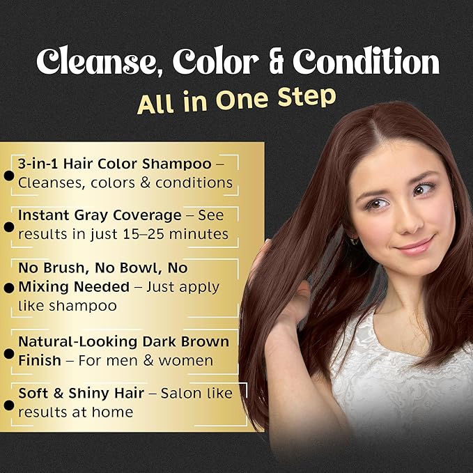 Herbishh Hair Color Shampoo for Gray Hair – Natural Hair Dye Shampoo – Colors Hair in Minutes – Lasts Up To 3-4 Weeks – 500 Ml – 3-In-1 Hair Color – Ammonia-Free | Herbishh (Chestnut Brown)