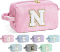 YOOLIFE Personalized Initial Cosmetic Bag - Makeup, Toiletry, Travel, Gift - Pink - Cosmetic Bag