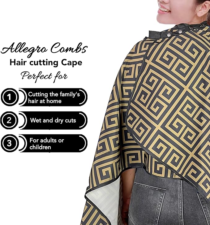 Allegro Combs Cutting Capes Adjustable 46X60 In. One-Size-Fits-All Stainless Steel Snap Buttons