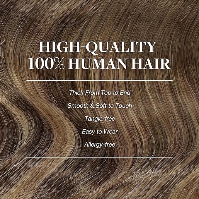 GOO GOO Clip in Hair Extensions Real Human Hair, Remy Human Hair Extensions Clip ins for Women, Natural Human Hair, 20inch 160g 7Pcs, #4/27/4 Balayage Chocolate Brown to Caramel Blonde
