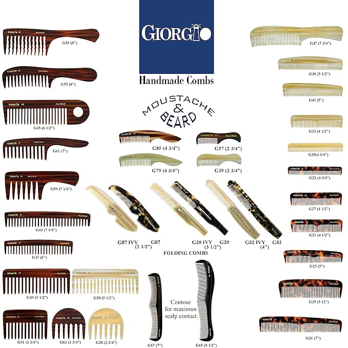 Giorgio G47 Detangling wide tooth comb for Thick Long Curly Wavy Hair. Detangler Comb For Wet and Dry Hair. Handmade, Extra Wide Tooth Comb Saw-Cut, Hand Polished, Tortoise Shell (6")