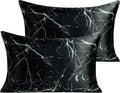 NTBAY 2 Pack Satin Queen Pillowcases for Hair and Skin, Luxurious and Silky Marbling Printed Pillow Cases with Envelope Closure, 20x30 Inches, Black