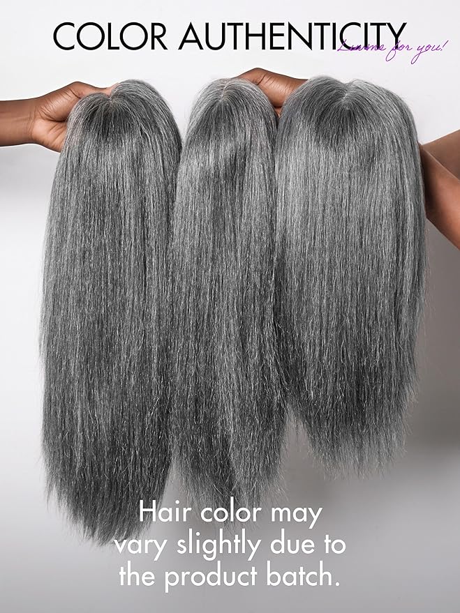 LUVME HAIR 18 Inch Grey Salt & Pepper Silky Straight Wig Human Hair Glueless HD Lace Bob Wig with Mix Grey Color, pre plucked pre cut Lace Ready to Go Wigs For Women
