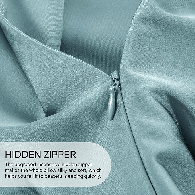 INFIIXSO Silk Pillow Cases 2 Pack Standard Size, Ultra Smooth & Soft Mulberry Silk Pillow Case for Hair and Skin, Breathable Cooling Silk Pillowcase with Hidden Zipper (Haze Blue, 20x26 Inches)