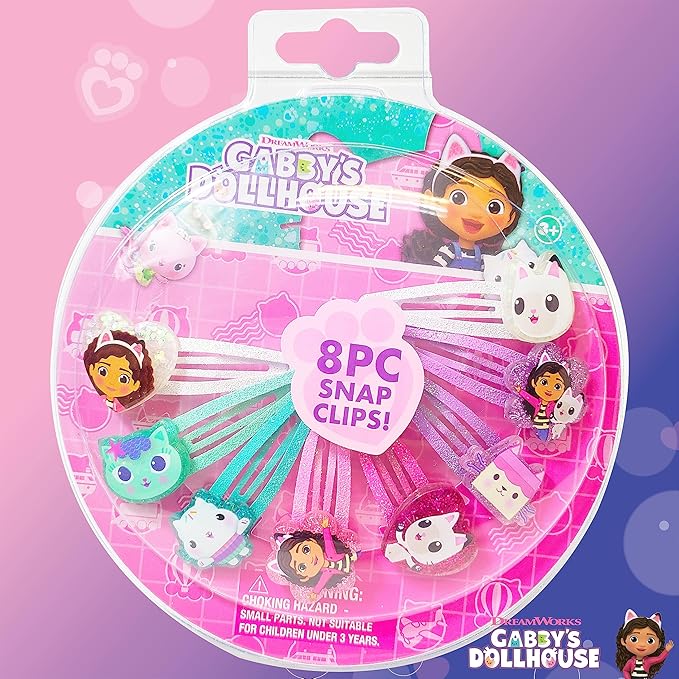LUV HER Gabby's Dollhouse Kids Hair Clips for Girls Snap Clips 8 Pack Multi Color Ages 3+