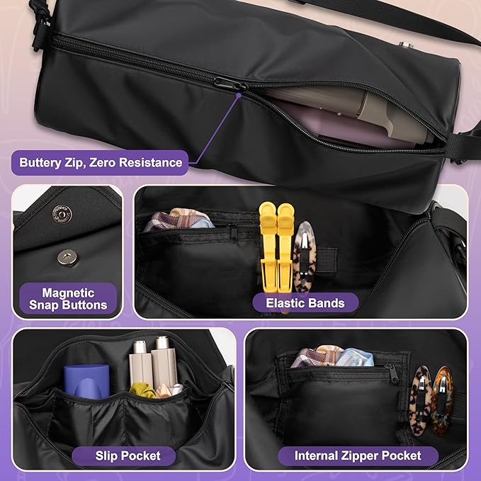 Hair Tools Travel Bag, Hair Tool Organizer with Large Heat Resistant Mat, Hair Dryer Curling Iron Travel Case for Flat Irons, Straighteners and Haircare Accessories
