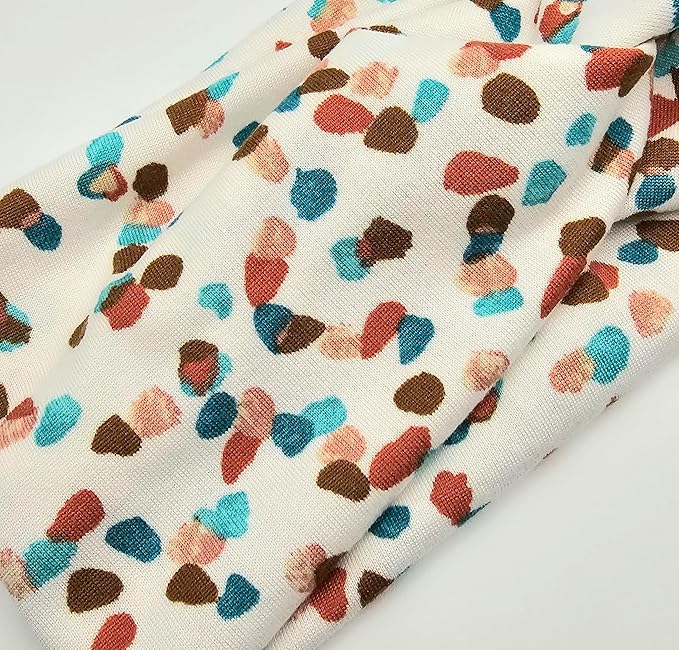Soft Stretchy Headband, 3-in-1 Versatile Twist Style, One-Piece (Teal/Rustic Dots on White, Adult)