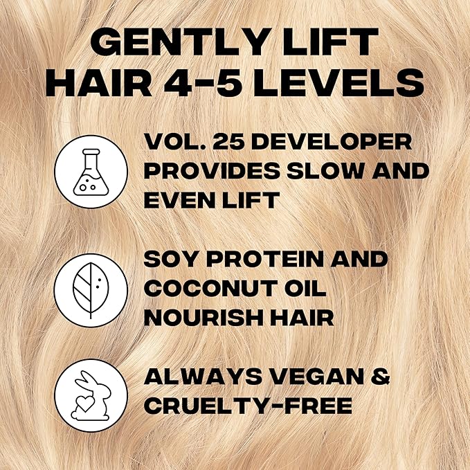 Good Dye Young Hair Lightener Kit (Streaks and Strands) with Dust Free Powder Lightener & 25 Volume Developer - Moisturizing Bleaching Kit - Vegan Hair Bleach (2 oz.)