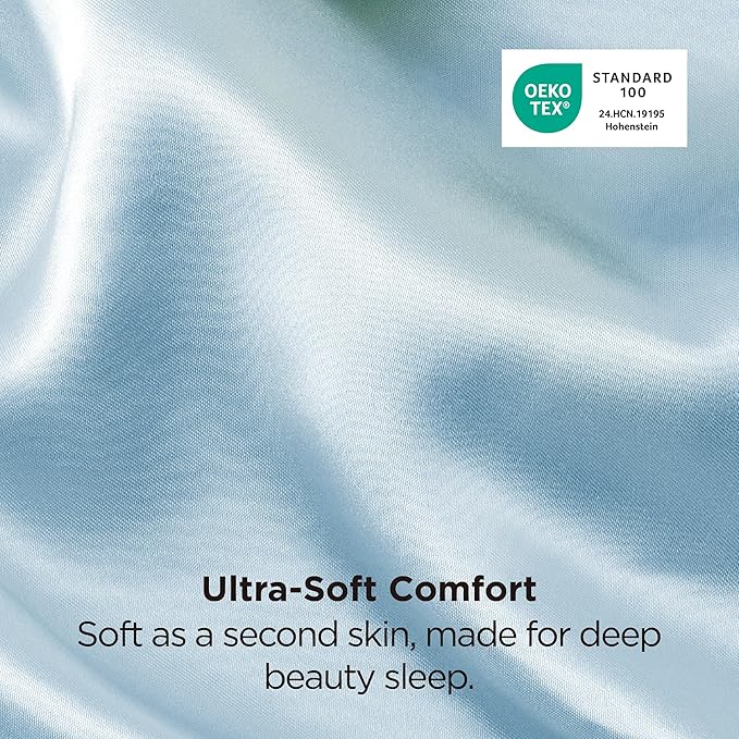 Bedsure Satin Pillowcases, Similar to Silk Pillow Cases Queen Size Set of 2, Pillow Case for Sleeping Women with Envelope Closure, Gifts for Women Men, Aqua, 20x30 Inches, 2pcs