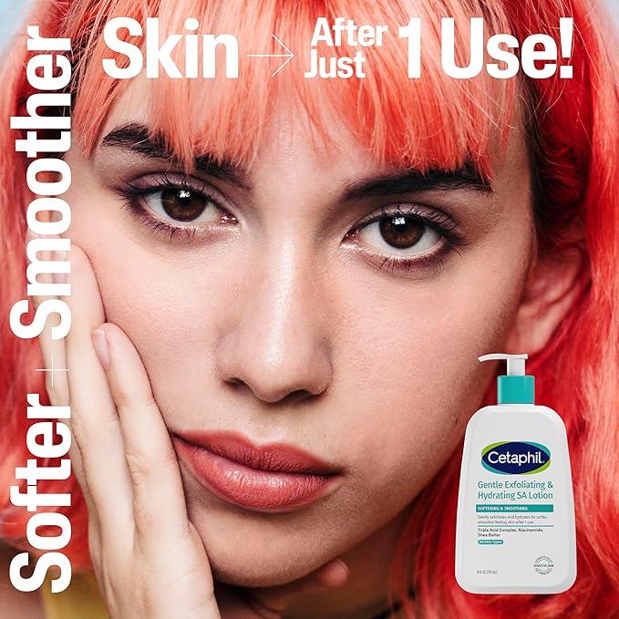 Cetaphil Gentle Exfoliating SA Lotion, Lightweight Moisturizer for All Skin Types, 8 Oz Pump Bottle, Salicylic Acid, Mandelic Acid & Gluconolactone, Gently Exfoliates, Dermatologist Recommended Brand