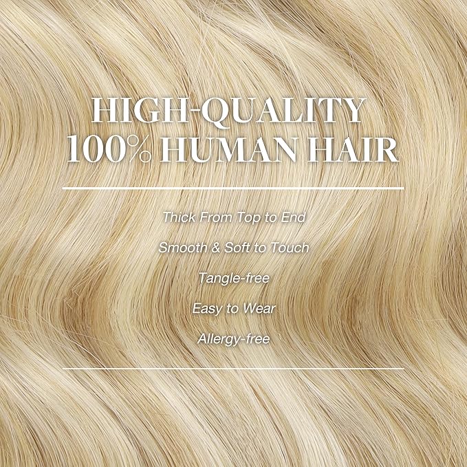 GOO GOO Clip in Hair Extensions Real Human Hair, Remy Human Hair Extensions Clip ins for Women, Natural Human Hair, 20inch 150g 9Pcs, 18A/613A Dark Blonde Highlighted Bleach Blonde
