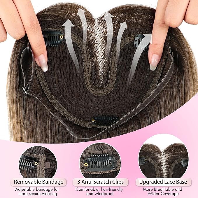 Isaic Hair Toppers for Women 24 Inch Synthetic Hair Pieces, 360° Clips In and Adjustable Bandage Layered Toppers, Toppers Hair Pieces Add Volume for Thinning Hair and Daily Use (Ombre Blonde)