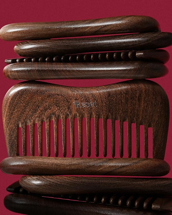 100% Natural Handmade Sandalwood Comb | Soft Wide Tooth Wooden Comb for Wet and Dry Hair | Eco-Friendly Anti-Static Wooden Massage Comb | Wooden Hair Detangler for Men and Women