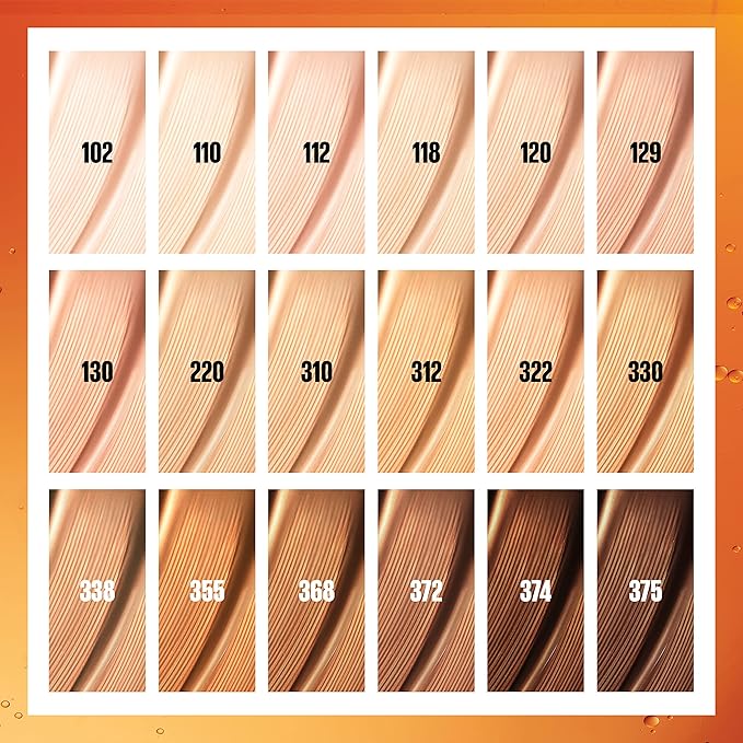 Maybelline Super Stay Up to 24HR Skin Tint, Radiant Light-to-Medium Coverage Foundation, Makeup Infused With Vitamin C, 374, 1 Count