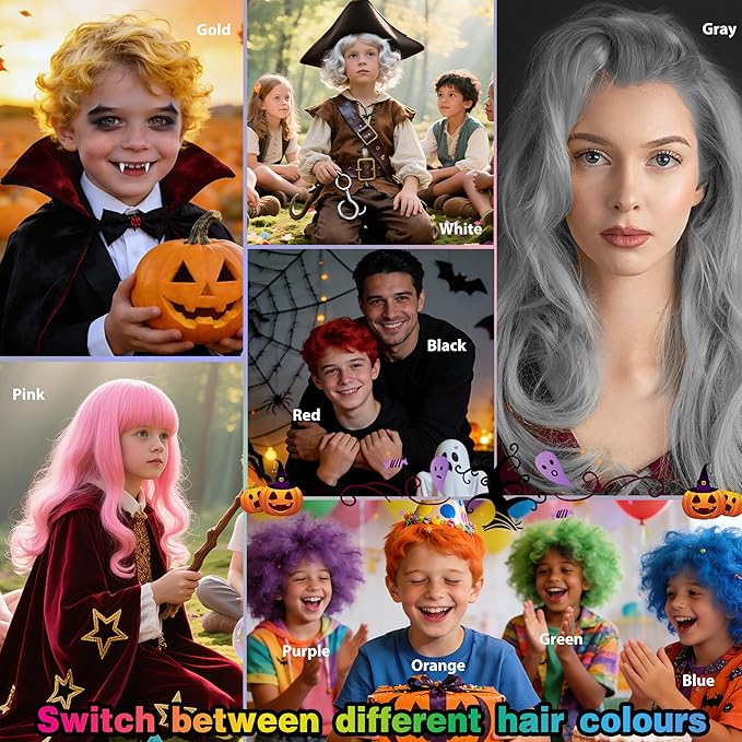 Orange Temporary Hair Color Spray for Kids, Silver Instant Colored Hair Dye Alternative for Boys Girls Teens Men Women, Quick Styling for Party Christmas Halloween, Disposable Washable, 150ml