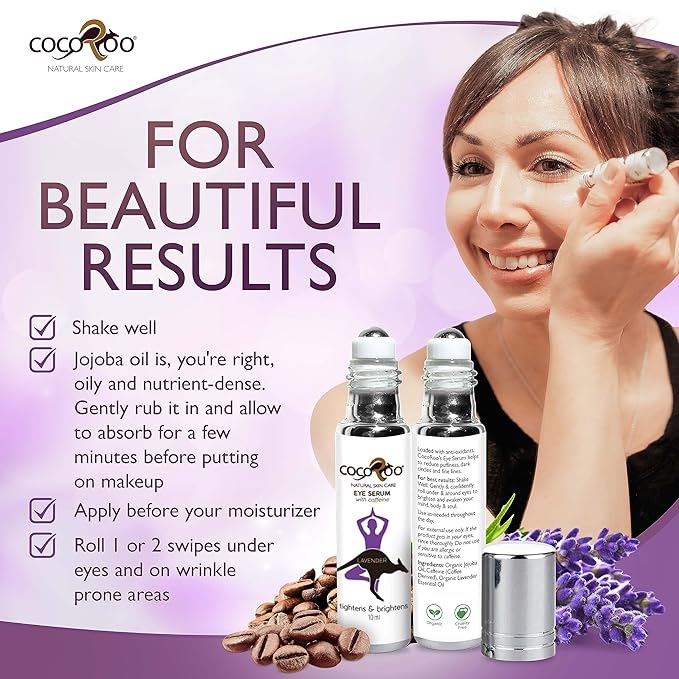 Caffeinated Eye Serum, Nutrient-Dense, 100% Pure, Natural & Vegan (Lavender)