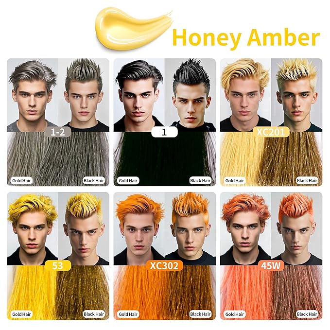 Temporary Hair Color Wax for Men - SUPIYA Washable Hair Wax Color, All-Day Hold Disposable Hair Wax for Party, Cosplay & Daily (Golden Color #53)