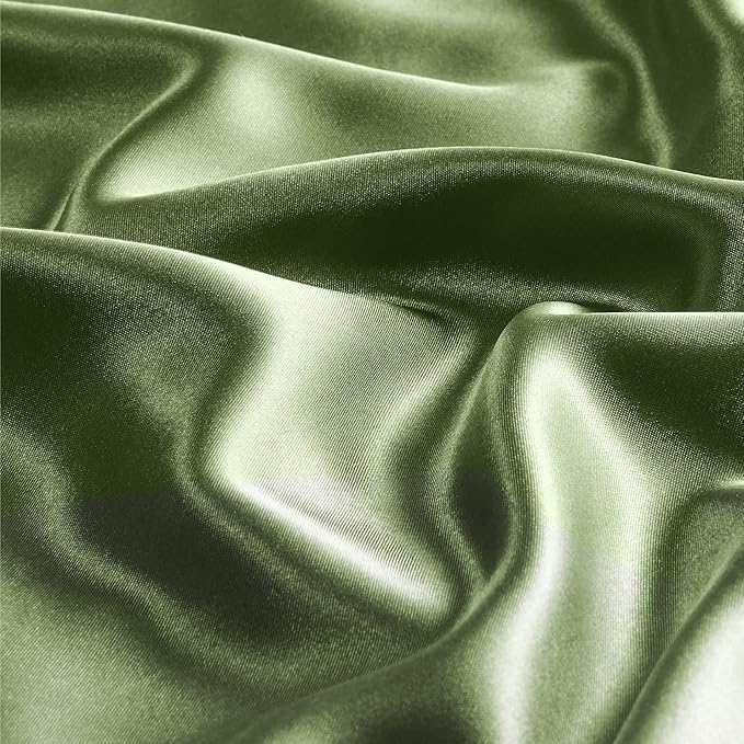 BEDELITE Satin Pillowcase with Zipper 2 Pack, Cedar Green Pillow Cases Standard Size, Super Soft and Cooling Similar to Silk Pillow Cases, Gift for Women Men(20x26 Inches)