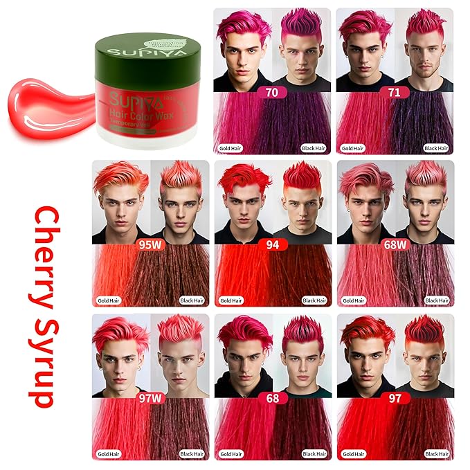 Temporary Hair Color Wax for Men - SUPIYA Washable Hair Wax Color, All-Day Hold Disposable Hair Wax for Christmas, Cosplay & Daily (Color # XC524)