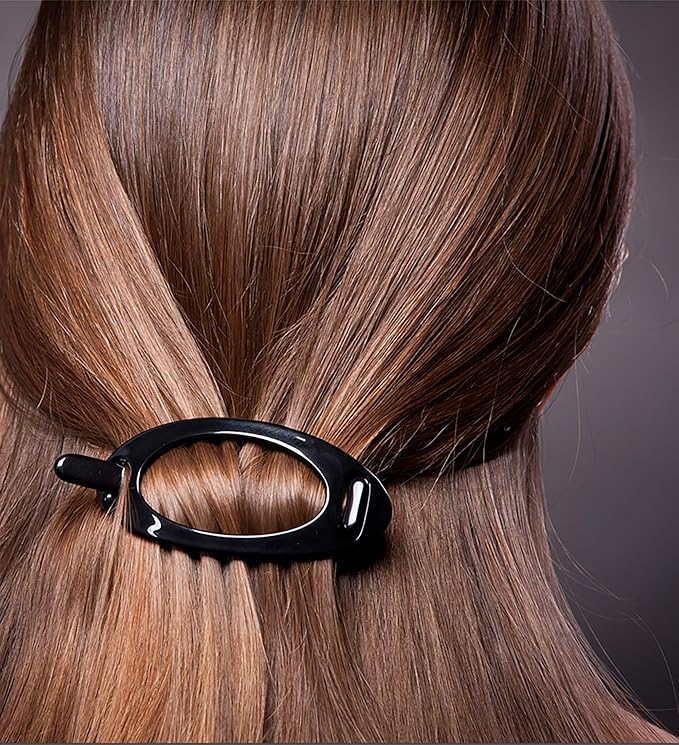 Camila Paris CP2318 French Hair Barrette Clip, Flexible Ponytail Holder No Metal Parts, Strong Hold Grip Hair Clips for Women, No Slip and Durable Styling Girls Hair Accessories, Made in France