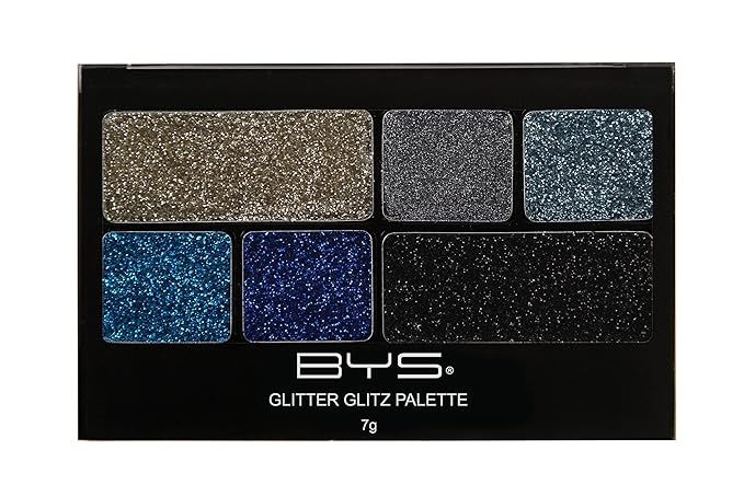BYS Glitter Glitz Gel for Eyes and Face Eye 6 Shade Makeup Palette - Azure Blue