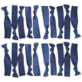 Kenz Laurenz Hair Ties 20 Elastics Ponytail Holder Set No Crease Ribbon Bands (Navy)