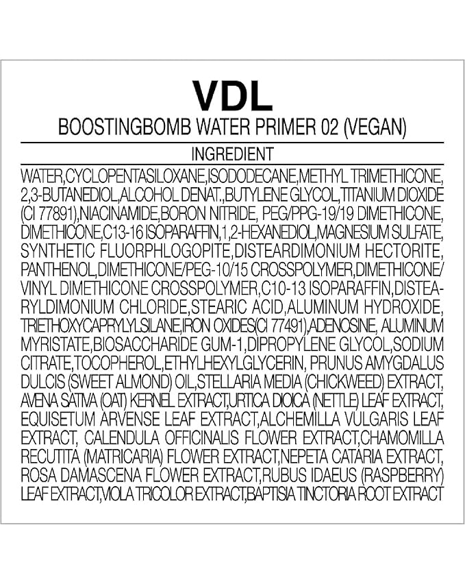 VDL Boosting Bomb Water Primer (Natural Finish, 1fl oz) - Makeup Base, Natural Radiance Booster. Smooth & Even Skin Tone, Moisturizer. Korean Skin Care for Perfect Canvas. Vegan Formula Cream,