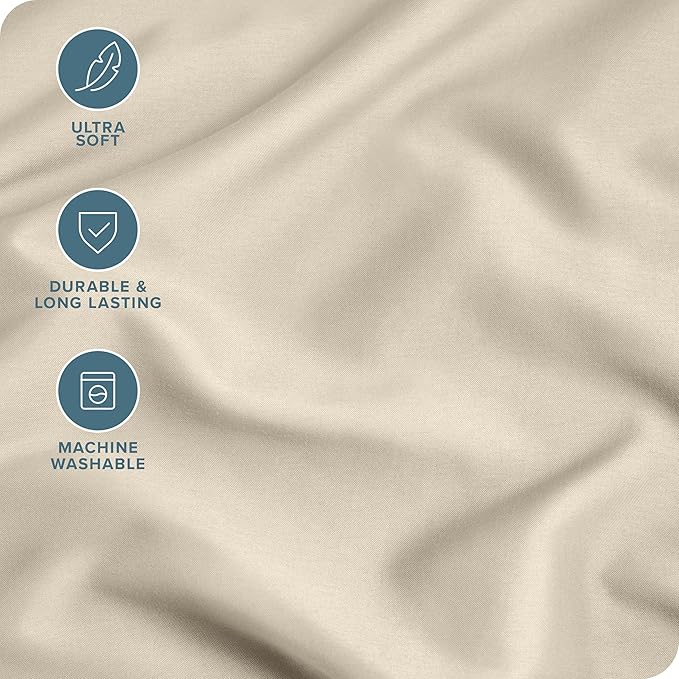 Bare Home Microfiber Bulk Pillow Cases - King Set of 4 - Cooling Pillowcases - Double Brushed - Sand Pillowcases 4 Pack - Easy Care (King - 4 Pack, Sand)