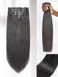 LUVME Yaki Straight Clip in Hair Extensions Real Human Hair For Women 100% Unprocessed Brazilian Virgin Hair clip ins Natural Black Hair Extensions 135g 9pcs 16 Inch