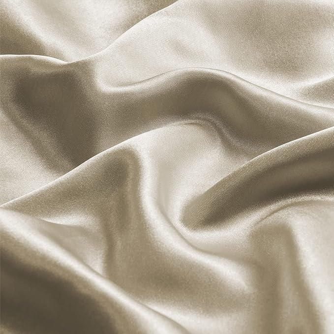 BEDELITE Satin Pillowcase with Zipper, Taupe King Size Pillow Cases Set of 2, Super Soft and Cooling Similar to Silk Pillow Cases, Gift for Women Men(20x40 Inches)
