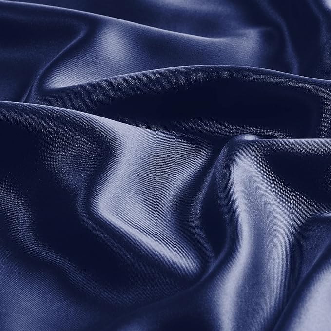 BEDELITE Satin Pillowcase with Zipper, Navy King Size Pillow Cases Set of 2, Super Soft and Cooling Similar to Silk Pillow Cases, Gift for Women Men(20x40 Inches)