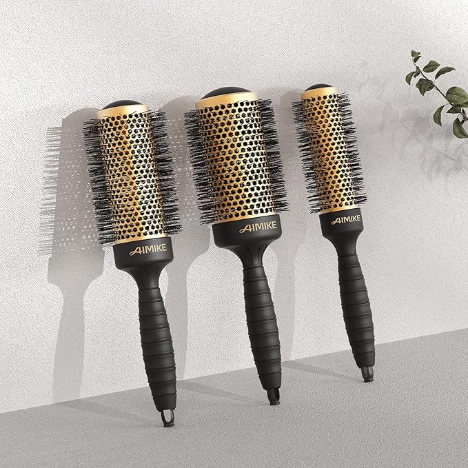 AIMIKE Round Brush for Blow Out, Small Round Hair Brush with Nano Thermal Ceramic Tech, Quick Blow Drying & Styling, Volumizing Blowout Brushes for Women Short Hair, 1.3 in Barrel (Not-electric)