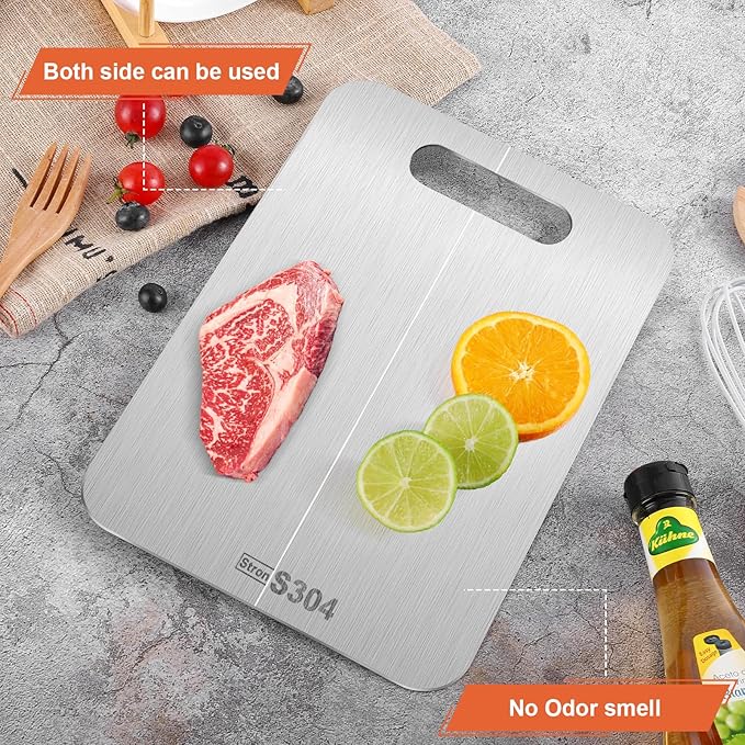 Cutting Boards for Kitchen, Cutting Board, Foodgrade Stainless Steel Cutting Board for Meat,Fruit, Vegetables, Outdoor or Indoor, M 13.4“ * 9”