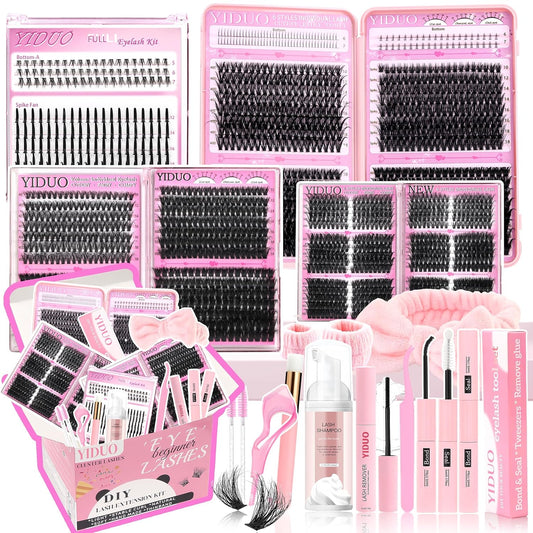 Lashes Clusters Kit 1846Pcs Bulk Packs Volume False Eyelash Extensions D Curl Wispy Individual Eyelashes, Volume Studio Effect, Wholesale Large Pack with Glue&Seal|Tweezers|Removers|Cleanser