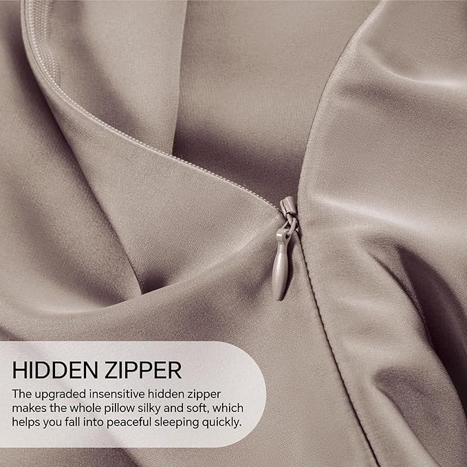 INFIIXSO Mulberry Silk Pillowcase for Hair and Skin, Silk Pillow Cases Queen Size with Hidden Zipper 20x30 Inches, Extraordinary Smooth and Soft Cooling Pillow Cases for Hot Sleepers(Caramel, 1 Pack)