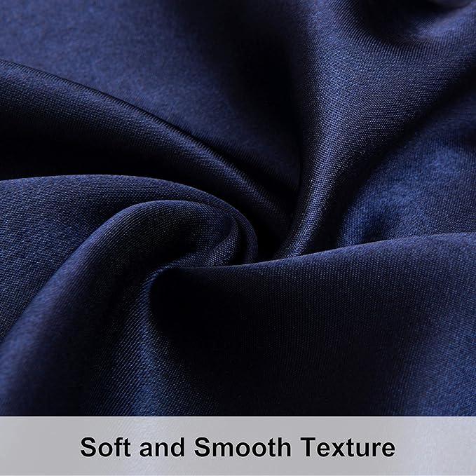NTBAY 12 Pack Satin Standard Pillowcases for Hair and Skin, Luxurious and Silky Pillow Cases with Envelope Closure, 20 x 26 Inches, Navy Blue