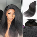LUVME Invisible Clip in Hair Extensions, Kinky Straight Real Human Hair 14 Inch 2 Pack 220g 14pcs Clip ins Hair Extensions Natural Black for Women