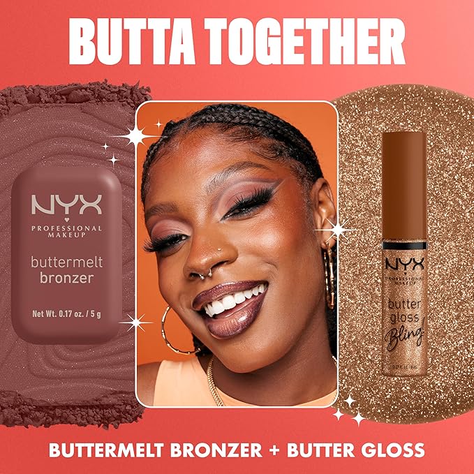 NYX PROFESSIONAL MAKEUP Butter Gloss Bling Lip Gloss, Non Sticky and Shiny Vegan Lip Makeup - Hustla