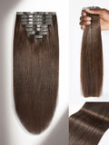 LUVME Clip in Hair Extensions, 135g 20 Inch 7pcs Dark Brown Human Hair Extensions Thick Clip in Extensions Real Human Hair on Double Weft Remy Hair
