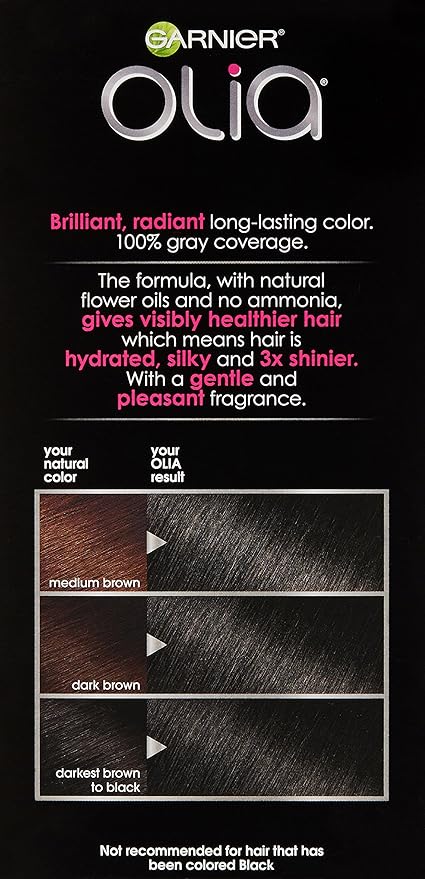 Garnier Hair Color Olia Ammonia-Free Brilliant Color Oil-Rich Permanent Hair Dye, 3.11 Darkest Platinum Brown, 1 Count (Packaging May Vary) (Pack of 2)
