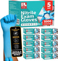 Sky Blue 5 Mil Nitrile Exam Gloves Disposable Latex Free | Medical Rubber Gloves for Doctors, EMT, First Aid Kit, Food Service & Cleaning | Bulk Nitrile for Mechanics (1000 CT) - Small