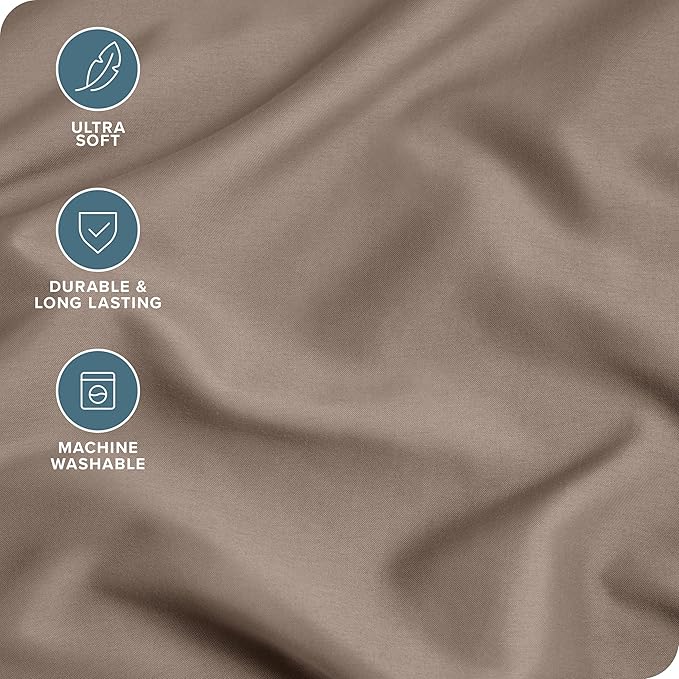 Bare Home Microfiber Bulk Pillow Cases - King Set of 4 - Cooling Pillowcases - Double Brushed - Taupe Pillowcases 4 Pack - Easy Care (King - 4 Pack, Taupe)