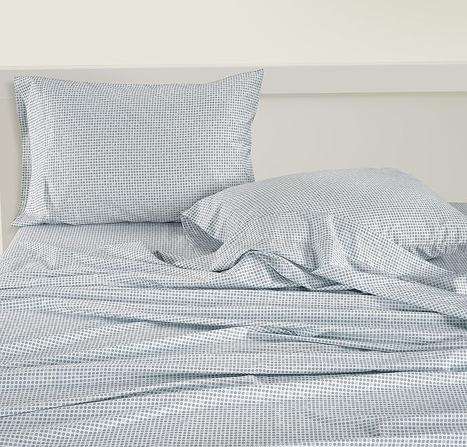 Lane Linen 100% Organic Cotton King Size Pillow Cases Set of 2 (20''x36''), Organic Cotton Pillowcases, King Size Pillow Case Set, Set of 2 Blue Polka Dot