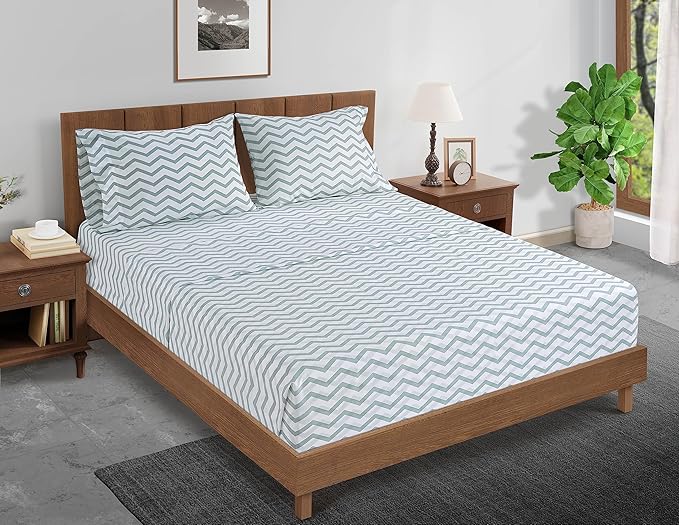 Lane Linen 100% Organic Cotton King Size Pillow Cases Set of 2 (20''x36'') Pillow Cases King Size, Organic Cotton Pillowcases, King Size Pillow Case Set, King Pillow Cases Set of 2 Chevron Cool Blue
