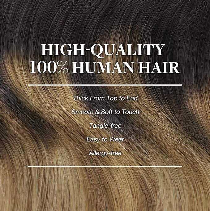 GOO GOO Clip in Hair Extensions Real Human Hair, Remy Human Hair Extensions Clip ins for Women, Natural Human Hair, 16inch 120g 7Pcs, 2/6/18 Balayage Brown to Dirty Blonde
