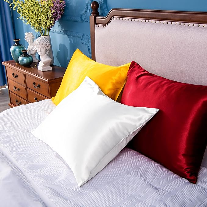 NTBAY 12 Pack Satin King Pillowcases for Hair and Skin, Luxurious and Silky Pillow Cases with Envelope Closure, 20 x 36 Inches, White