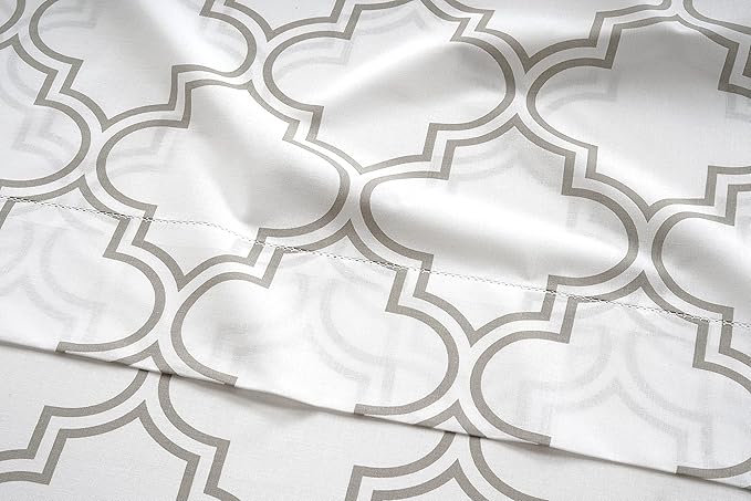 Lane Linen 100% Organic Cotton Pillow Cases Standard Size Set of 2 (20"x26") - Cotton Pillowcases Standard Size - Soft Standard Pillow Cases Set of 2 - Standard Pillowcase Pack of 2 - Trellis Silver