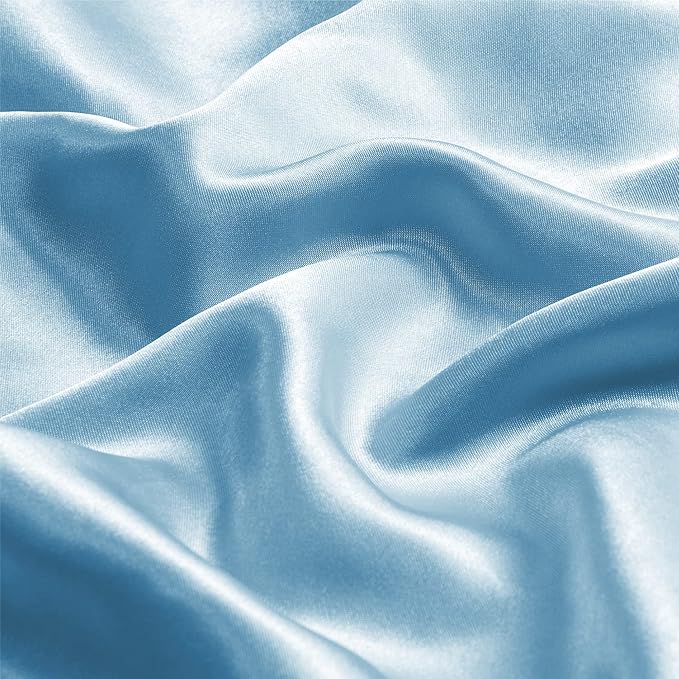 BEDELITE Satin Pillowcase with Zipper, Blue King Size Pillow Cases Set of 2, Super Soft and Cooling Similar to Silk Pillow Cases, Gift for Women Men(20x40 Inches)
